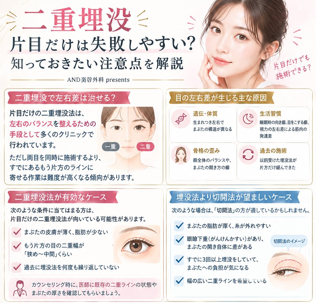 【二重埋没】片目だけは失敗しやすい?