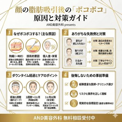顔脂肪吸引ボコボコのインフォグラフィック