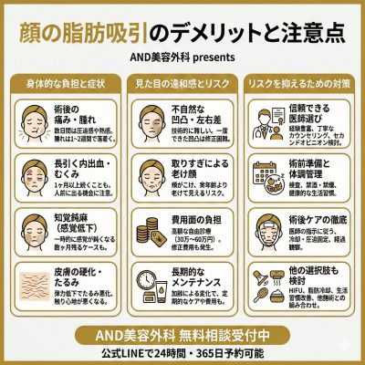 顔脂肪吸引デメリットのインフォグラフィック