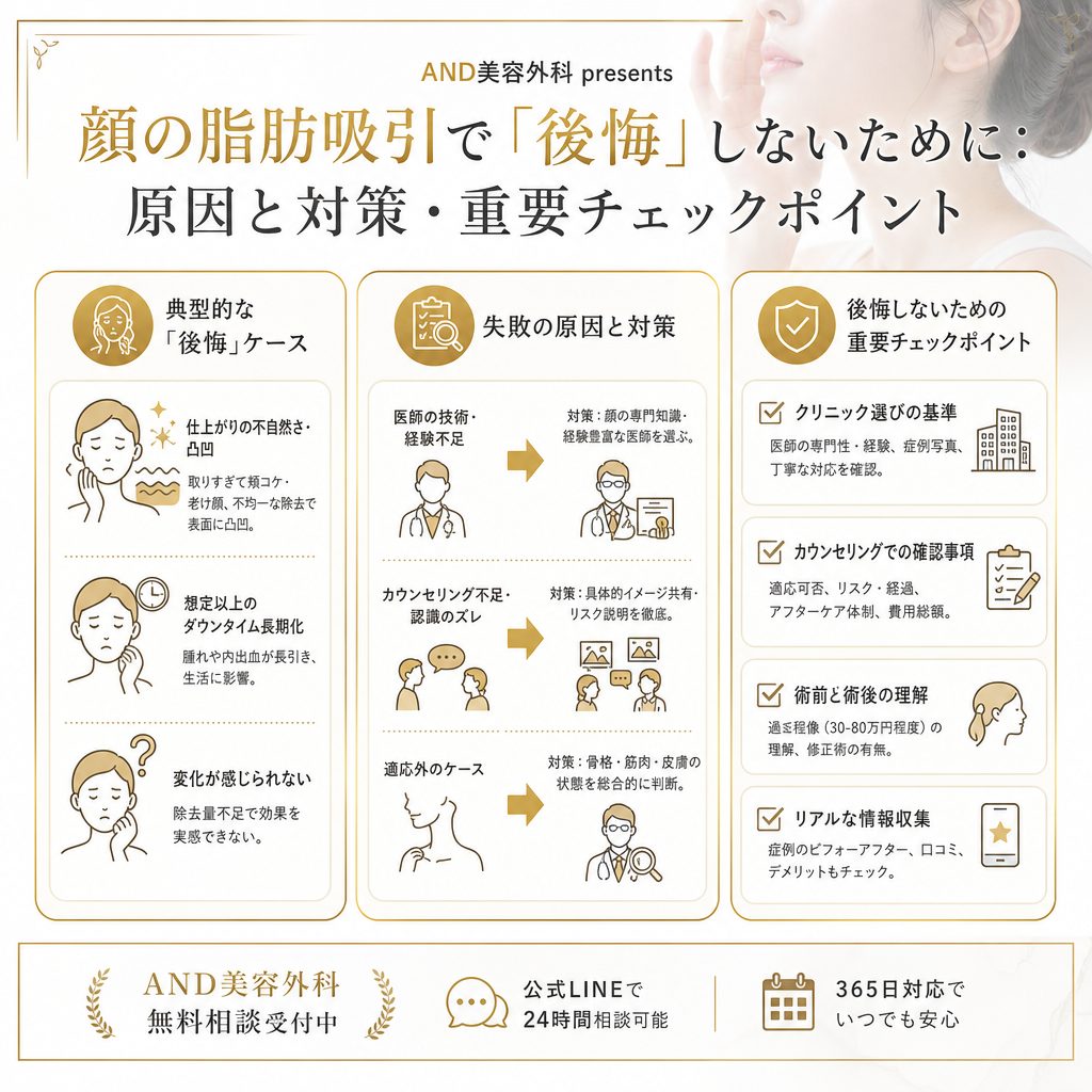 顔の脂肪吸引で後悔しないための解説画像