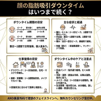 顔の脂肪吸引ダウンタイムはいつまで続く？仕事復帰の目安についても解説