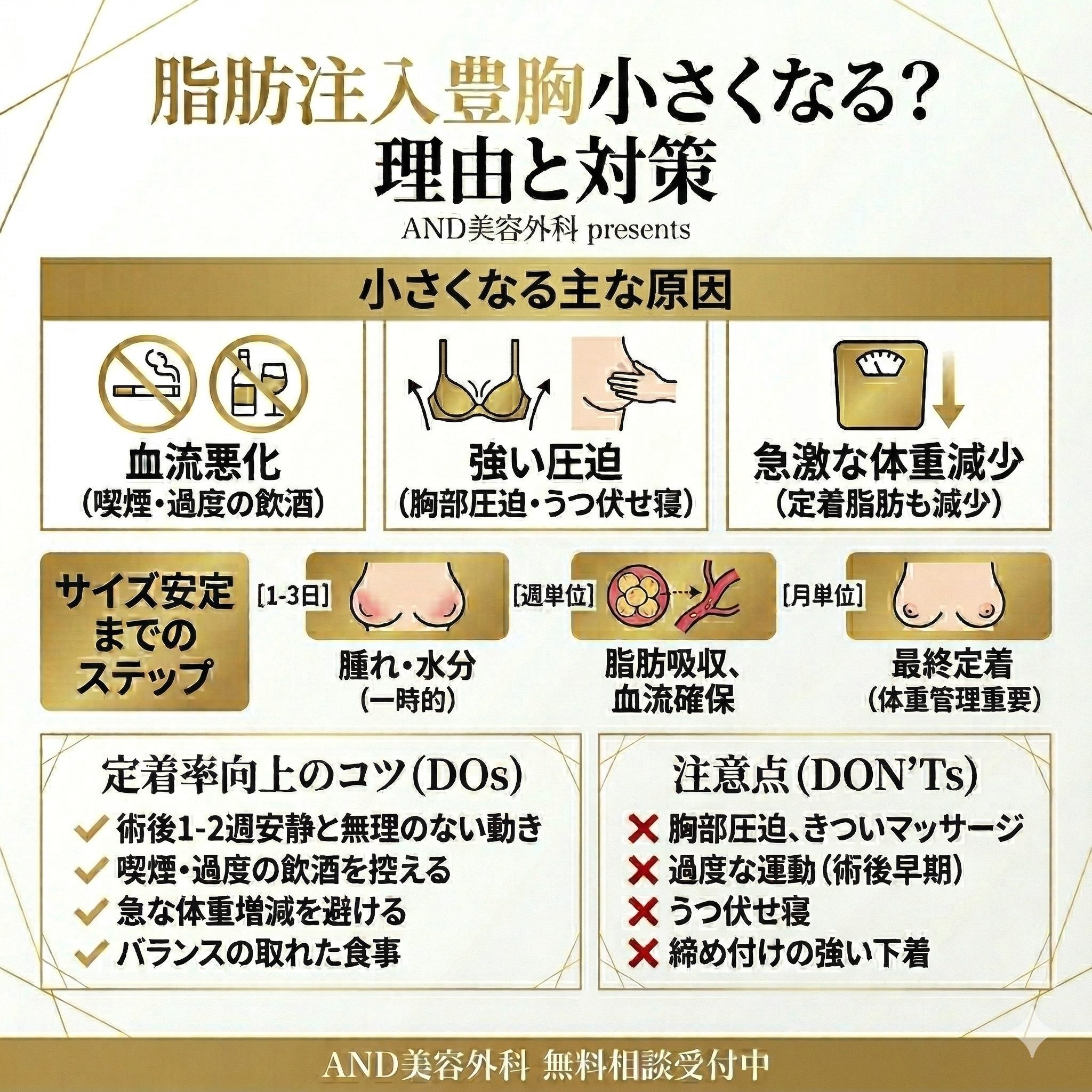 脂肪注入豊胸小さくなるのインフォグラフィック