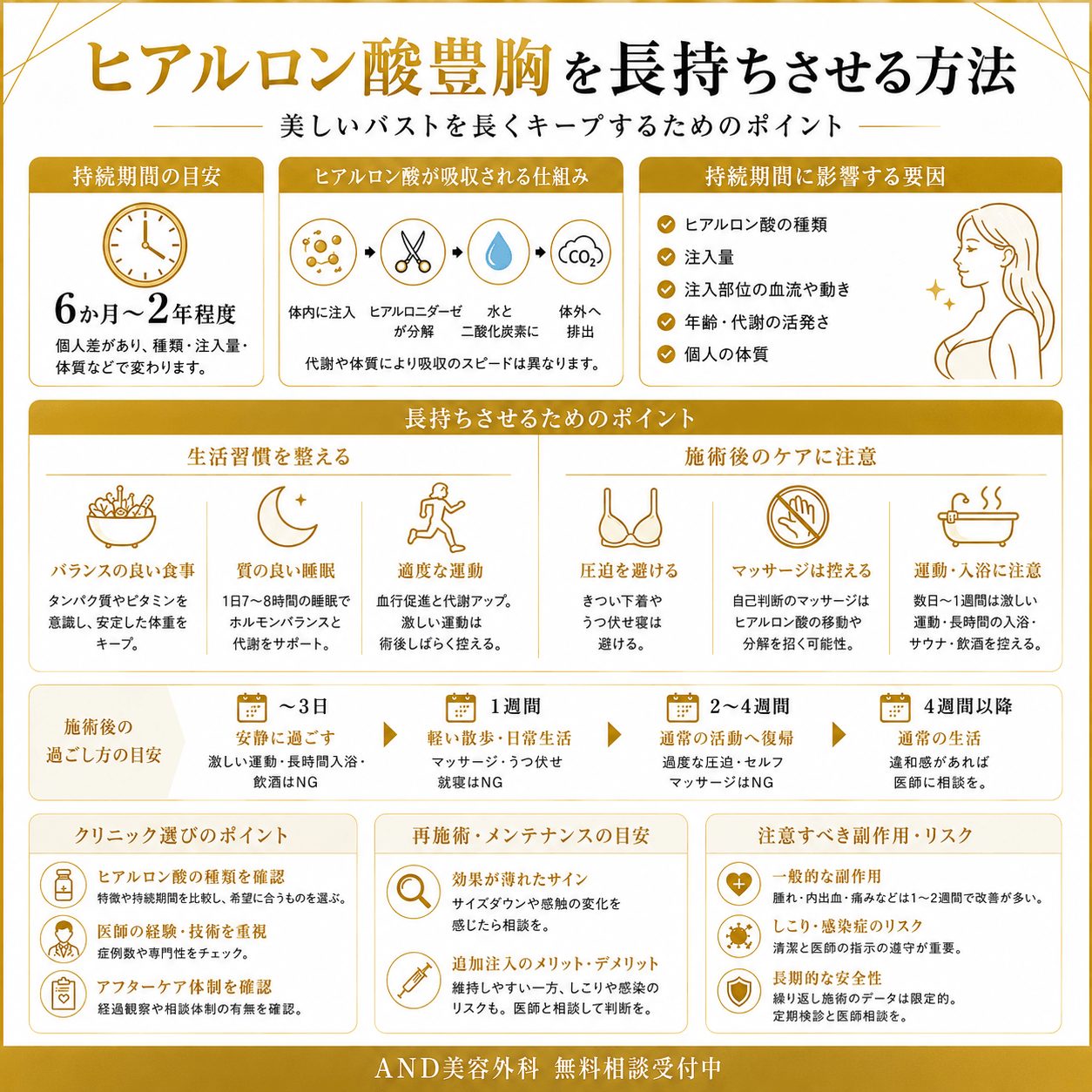 ヒアルロン酸 豊胸 長持ちさせる方法のインフォグラフィック