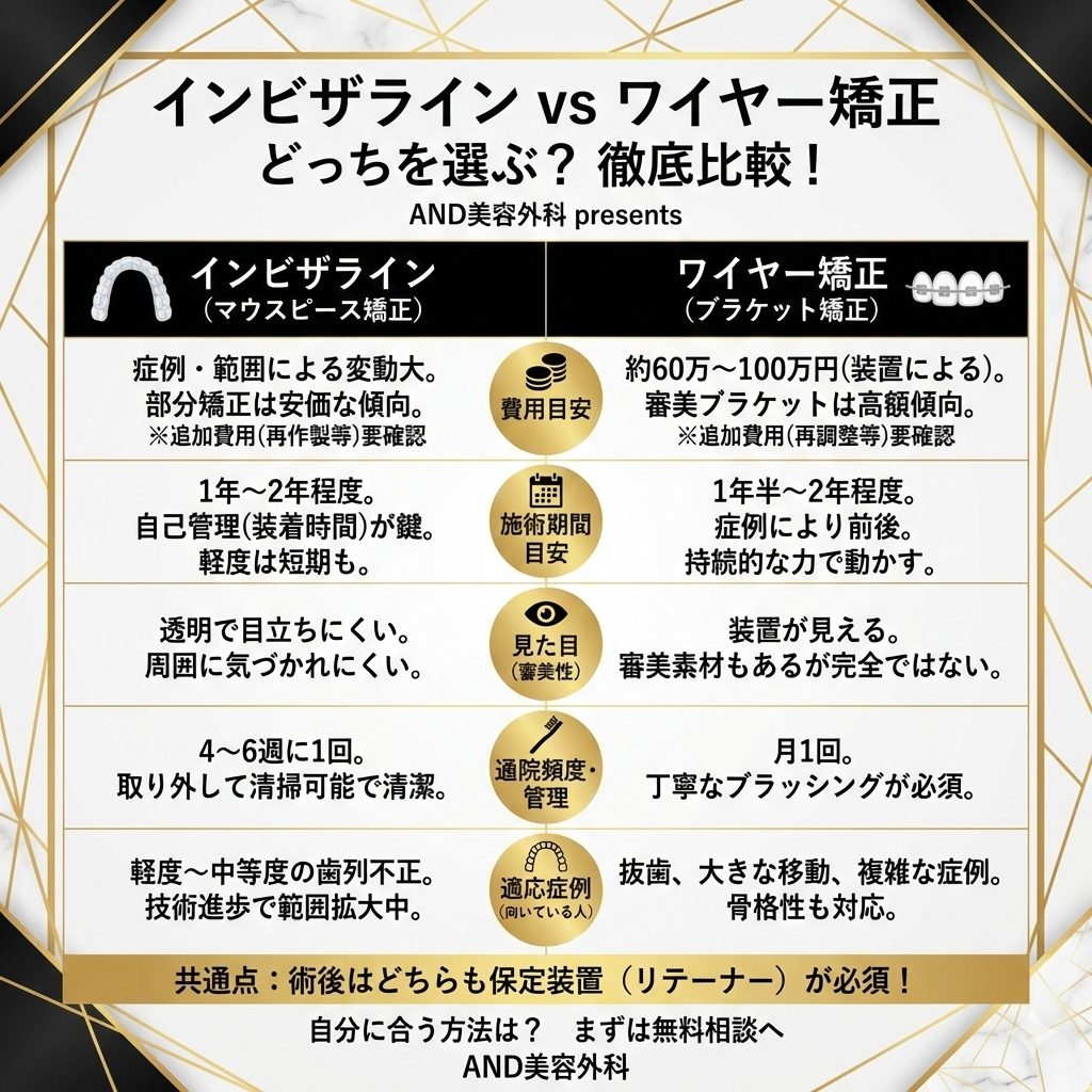インビザライン ワイヤー どっちのインフォグラフィック