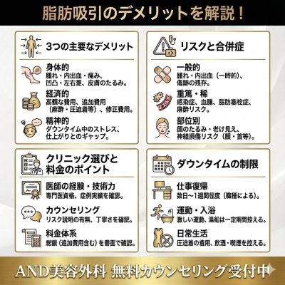 脂肪吸引のデメリットを解説！後悔しないために知っておきたい基礎知識