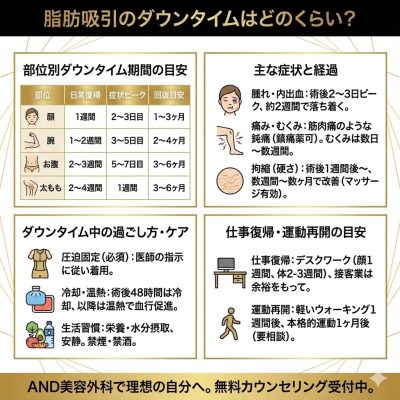 脂肪吸引のダウンタイムはどのくらい？術後に見られる腫れ・痛みの経過とは