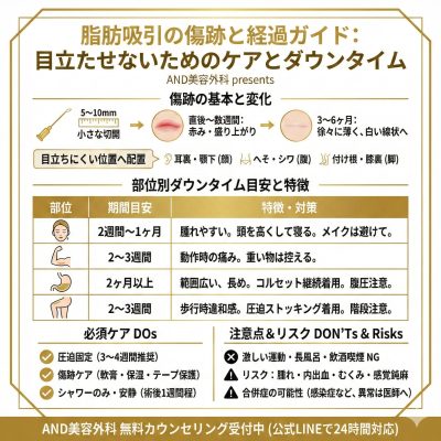 脂肪吸引傷跡のインフォグラフィック