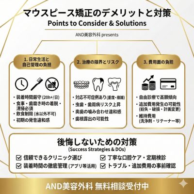 マウスピース矯正デメリットのインフォグラフィック