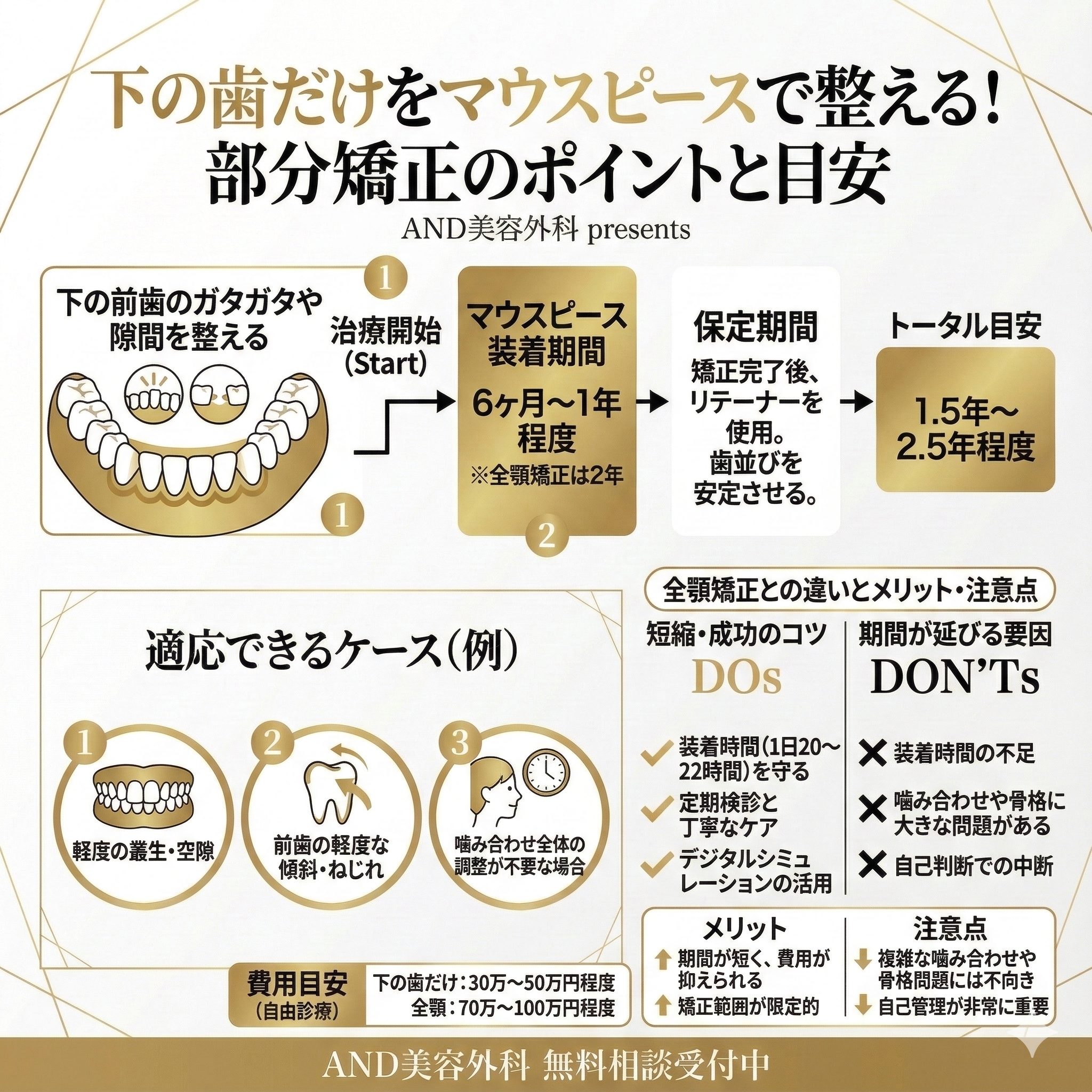 下の歯だけ矯正マウスピースのインフォグラフィック
