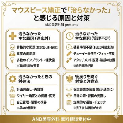 マウスピース矯正治らなかったのインフォグラフィック