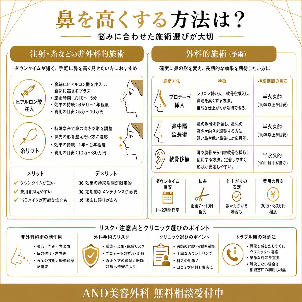 鼻を高くする方法のインフォグラフィック