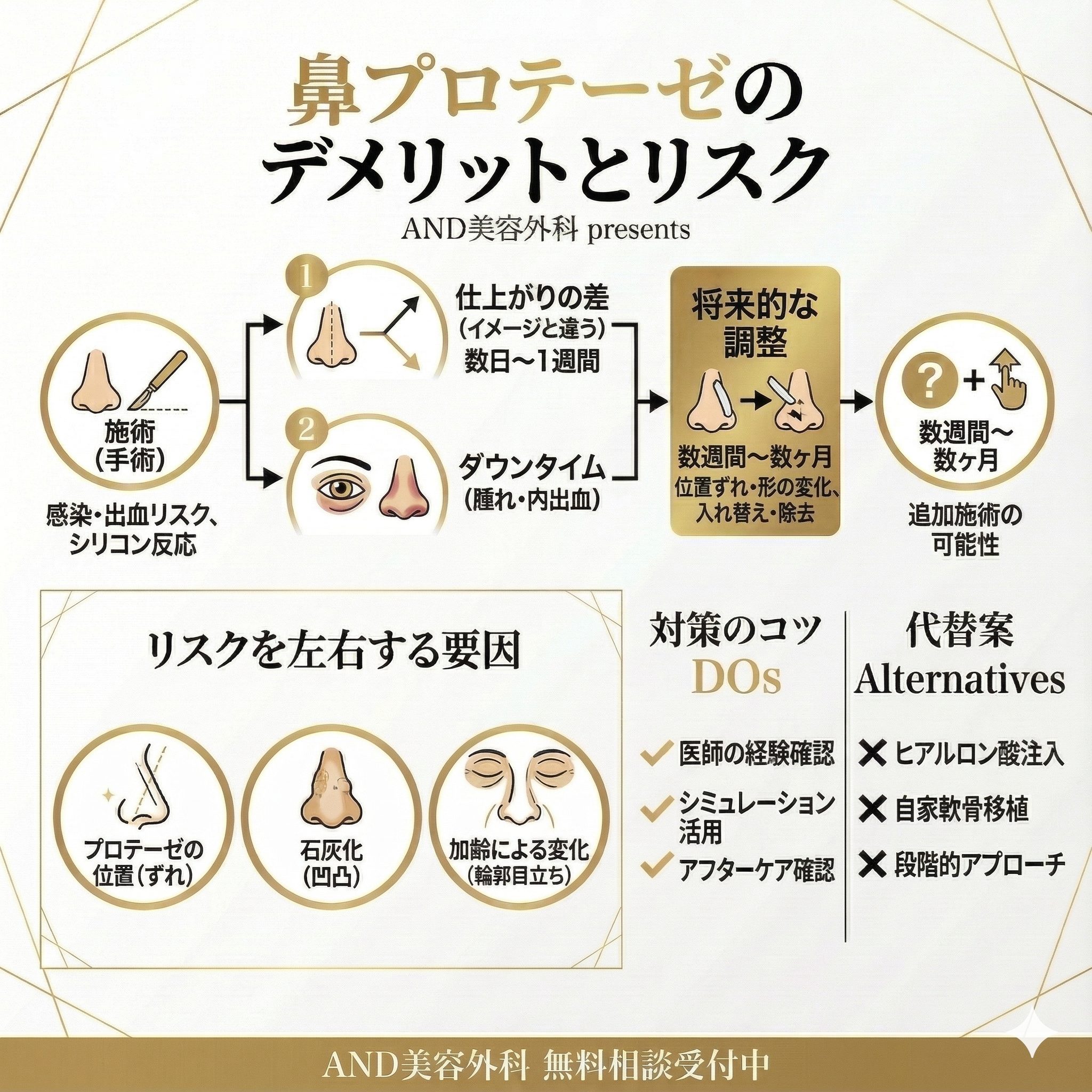 プロテーゼ鼻デメリットのインフォグラフィック