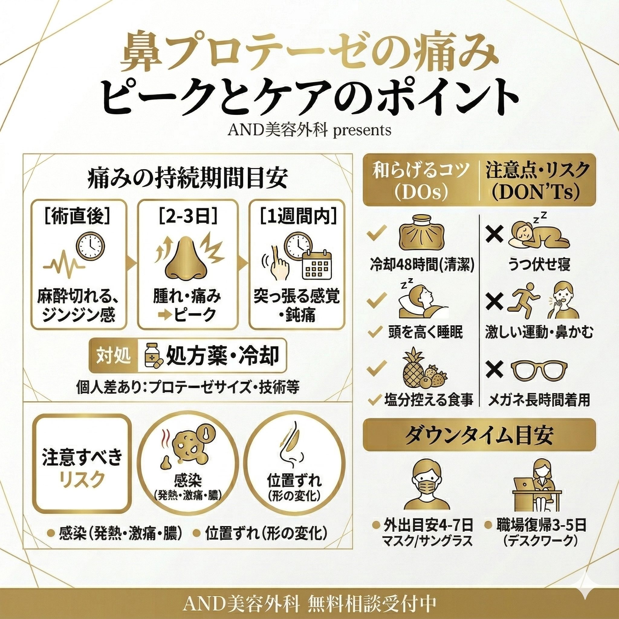 鼻プロテーゼ痛みのインフォグラフィック