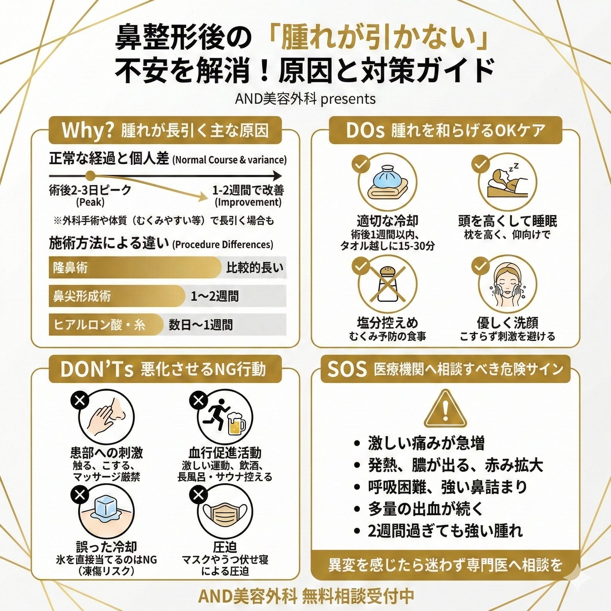 鼻整形 腫れが引かないのインフォグラフィック