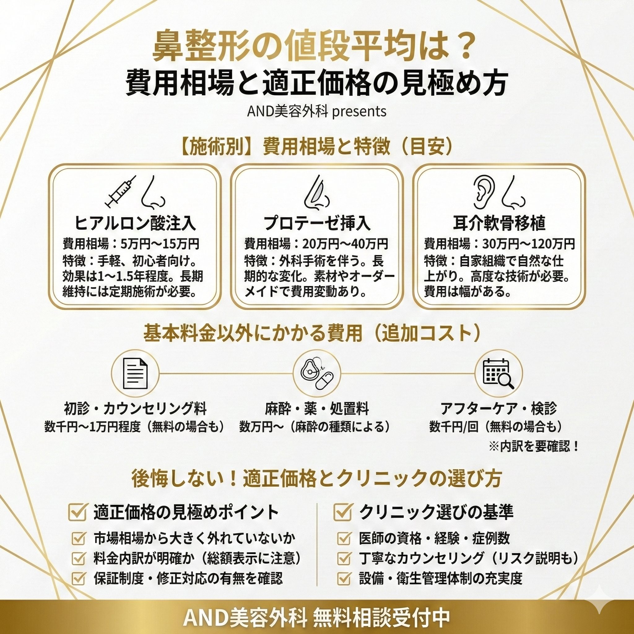 鼻整形 値段 平均のインフォグラフィック