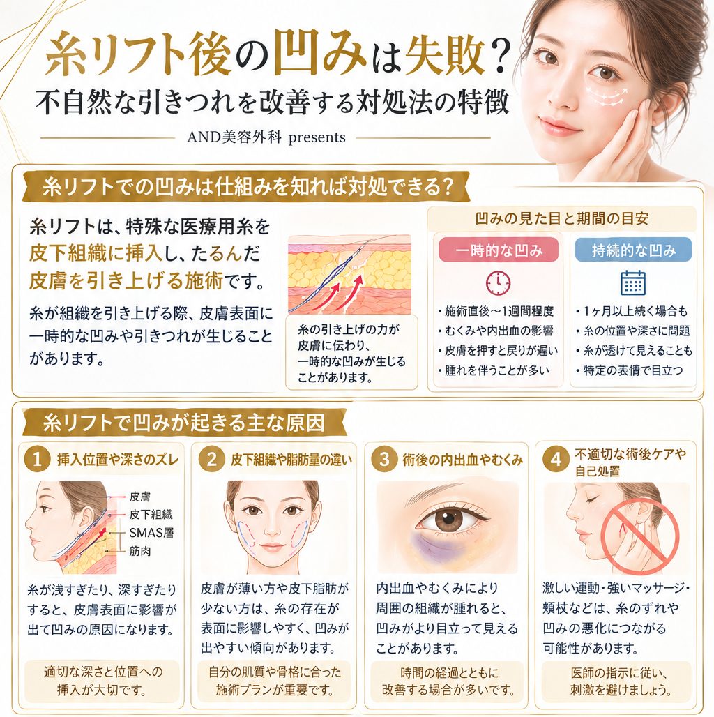 糸リフト後の凹みは失敗？